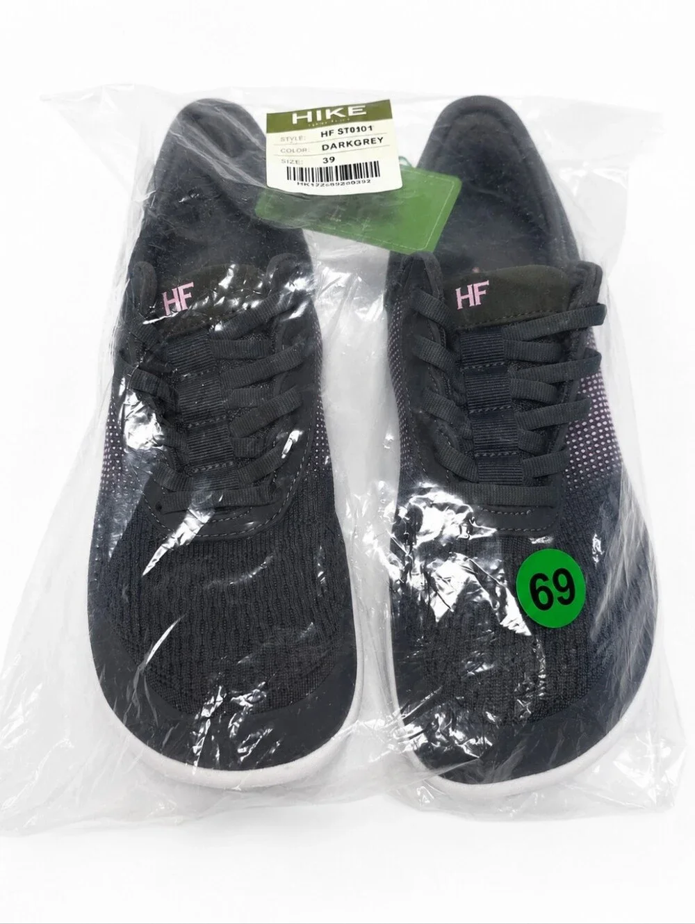 HIKE Footwear Dark Grey Pink Barefoot Sneakers Size 39 / 8 - 8.5 New